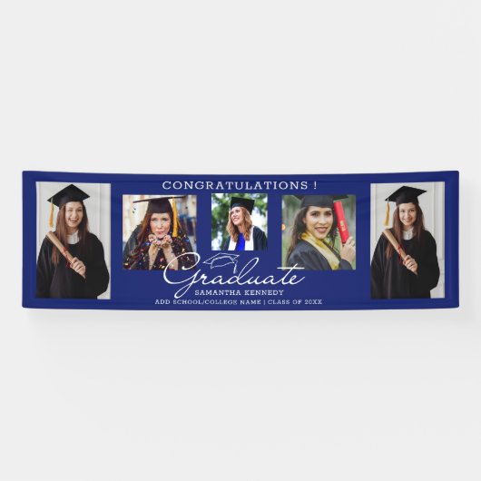 Banderoles 5 Collage de photos Félicitations Diplômé 2024 Ble (Horizontal)