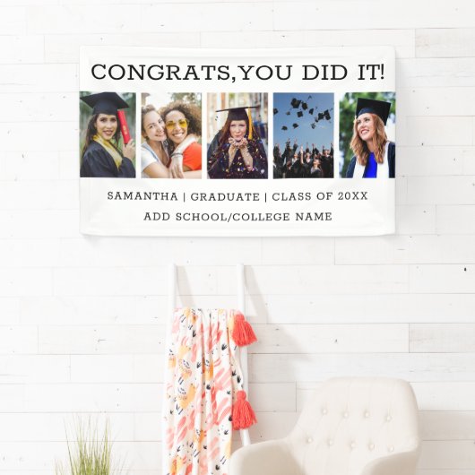 Banderoles 5 Collage de photos Graduation 2023 Fêtes Grad (En situation)