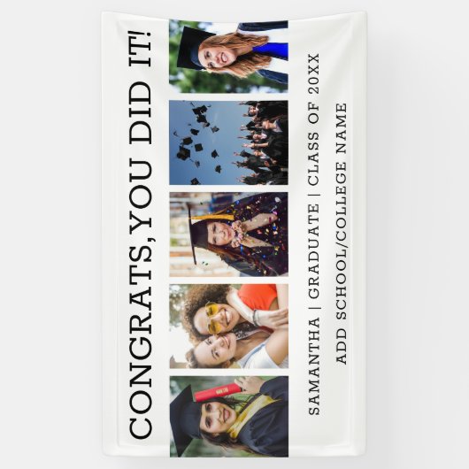Banderoles 5 Collage de photos Graduation 2023 Fêtes Grad (Vertical)