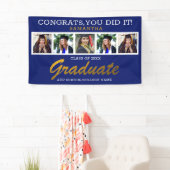 Banderoles 5 Photo Collage Félicats Grad 2023 Graduation Blue (En situation)