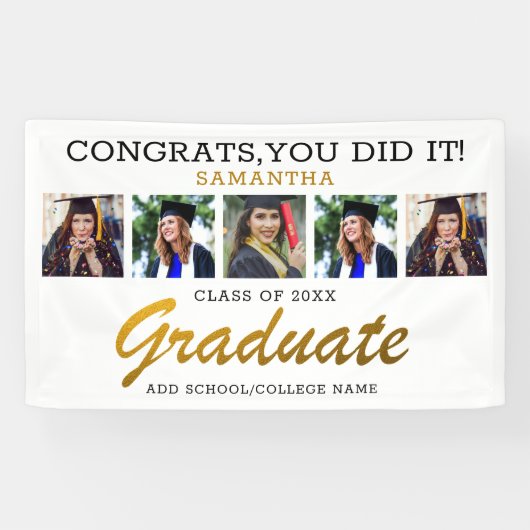 Banderoles 5 Photo Collage Graduation Congrats Graduate 2023 (Horizontal)