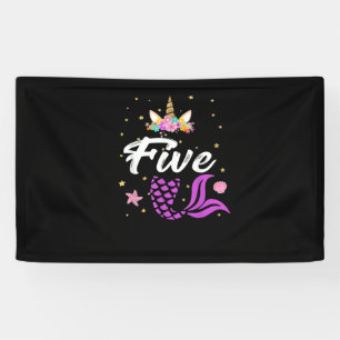 Banderoles 5e anniversaire fille Unicorn Chemise Mermaid Queu