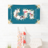Banderoles 5e anniversaire Fleur Turquoise photo Collage bleu (En situation)