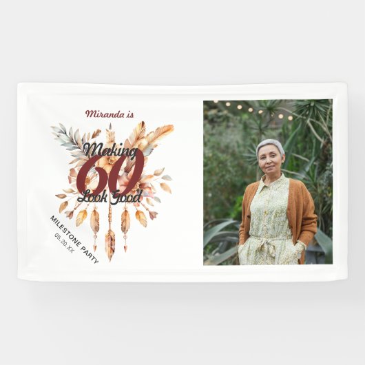 Banderoles 60 ans de bon 60e anniversaire de Boho rustique (Horizontal)