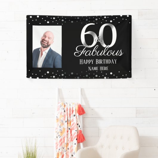 Banderoles 60 ans et fabuleuse photo Confetti (En situation)