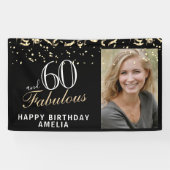 Banderoles 60 et fabuleux Confetti Black 60th Birthday Photo (Horizontal)