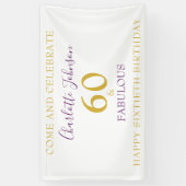 Banderoles 60 et fabuleux Elégant 60e Anniversaire Or Purple (Vertical)