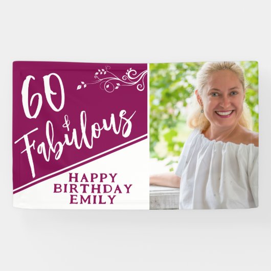 Banderoles 60 et fabuleux Script Photo Magenta 60e anniversai (Horizontal)