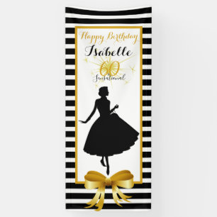 Banderoles 60 et rayures noires/blanches d'anniversaire