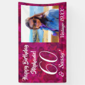Banderoles 60 et Sassy Pink Nom Joyeux Anniversaire Photo (Vertical)
