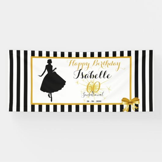 Banderoles 60 et soixantième noir SENSATIONNEL (Horizontal)