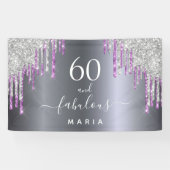 Banderoles 60 fabuleux anniversaire argent pourpre gouttes de (Horizontal)