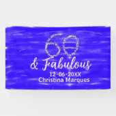 Banderoles 60 & fabuleux anniversaire bleu argent ajouter nom (Horizontal)