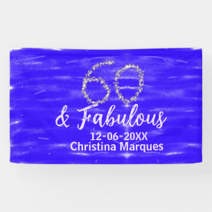 Banderoles 60 & fabuleux anniversaire bleu argent ajouter nom