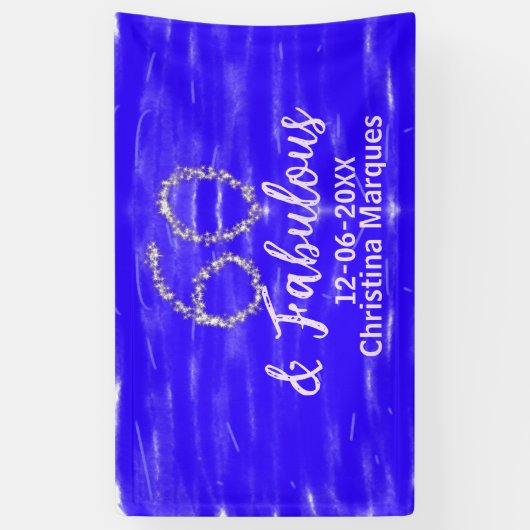Banderoles 60 & fabuleux anniversaire bleu argent ajouter nom (Vertical)