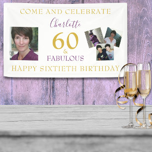 Banderoles 60e anniversaire 60 et Fabuleux Collage photo or