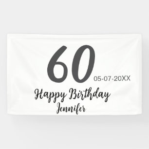 Banderoles 60e anniversaire ajouter nom date année noire modè