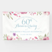 Banderoles 60e anniversaire Aquarelle Rose Floral Bienvenue (Horizontal)