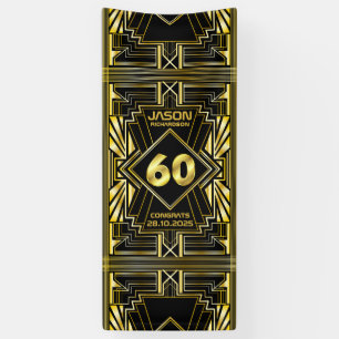 Banderoles 60e anniversaire Art Déco Gold Black Great Gatsby