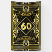 Banderoles 60e anniversaire Art Déco Gold Black Great Gatsby (Vertical)