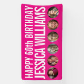 Banderoles 60e anniversaire blanc rose six cercles photo (Verticale)