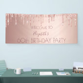 Banderoles 60e anniversaire blush rose or drips nom (Salon professionnel)