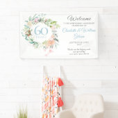 Banderoles 60e anniversaire de Mariage de diamant Roses Bienv (En situation)