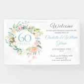 Banderoles 60e anniversaire de Mariage de diamant Roses Bienv (Horizontal)