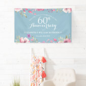 Banderoles 60e anniversaire de Mariage Rose Floral Bienvenue (En situation)