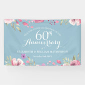 Banderoles 60e anniversaire de Mariage Rose Floral Bienvenue (Horizontal)