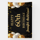 Banderoles 60e anniversaire Fête Noire et Or (Verticale)
