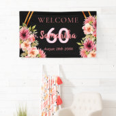 Banderoles 60e anniversaire fleurs d'or rose noire (En situation)