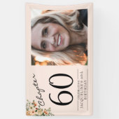 Banderoles 60e anniversaire Floral Pink Photo (Vertical)