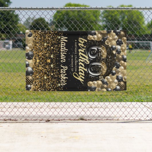 Banderoles 60e anniversaire luxe personnalisé Black Gold (En situation)