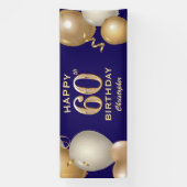 Banderoles 60e Anniversaire Marine Bleu et Ballons d'or (Verticale)