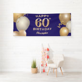 Banderoles 60e Anniversaire Marine Bleu et Ballons d'or (Insitu)