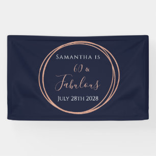 Banderoles 60e anniversaire Marine Rose Gold Party