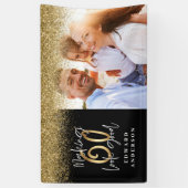 Banderoles 60e anniversaire moderne noir et or parties scinti (Vertical)