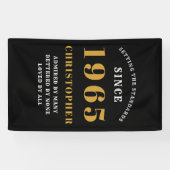 Banderoles 60e Anniversaire Né en 1965 Ajouter Nom Noir Or (Horizontal)