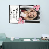 Banderoles 60e anniversaire noir rayures blanches florales ph (Salon professionnel)