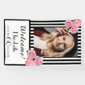 Banderoles 60e anniversaire noir rayures blanches florales ph (Horizontal)