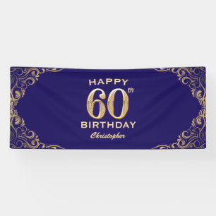 Banderoles 60e anniversaire Parties scintillant marine bleu e