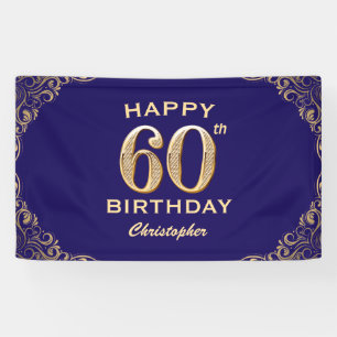 Banderoles 60e anniversaire Parties scintillant marine bleu e