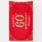 Banderoles 60e anniversaire Parties scintillant rouge et or c (Vertical)