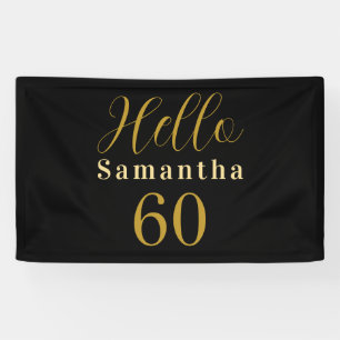 Banderoles 60e anniversaire personnalisé Black Gold Birthday
