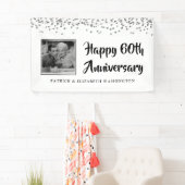 Banderoles 60e anniversaire Photo Silver Confetti (En situation)