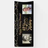Banderoles 60e Anniversaire Retro Black Gold String Lumières  (Vertical)