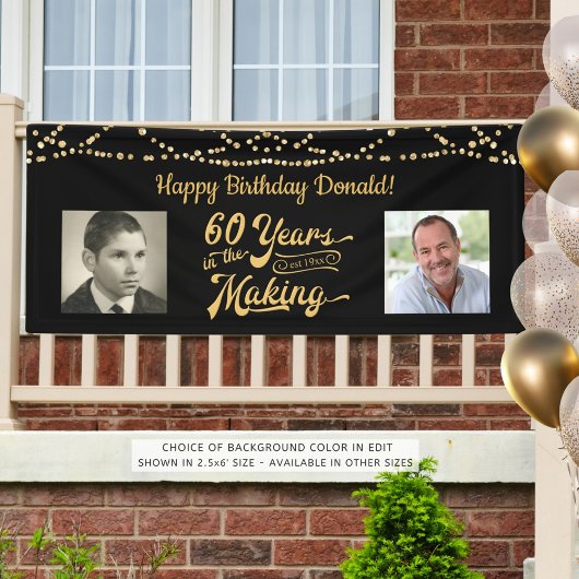 Banderoles 60e Anniversaire Retro Black Gold String Lumières 