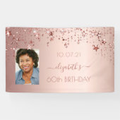 Banderoles 60e anniversaire rose or blush étoiles photo (Horizontal)