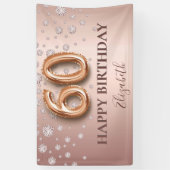 Banderoles 60e anniversaire rose or rose diamants (Vertical)